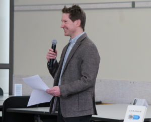 Dr. Lucas Richert discusses his new book Strange Trips at a book launch event at the UW School of Pharmacy